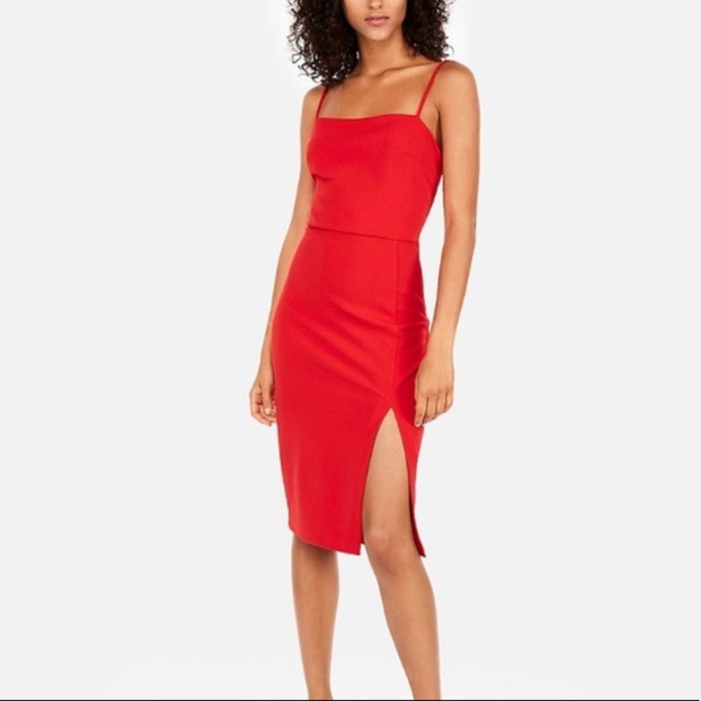 Red Express dress with slit